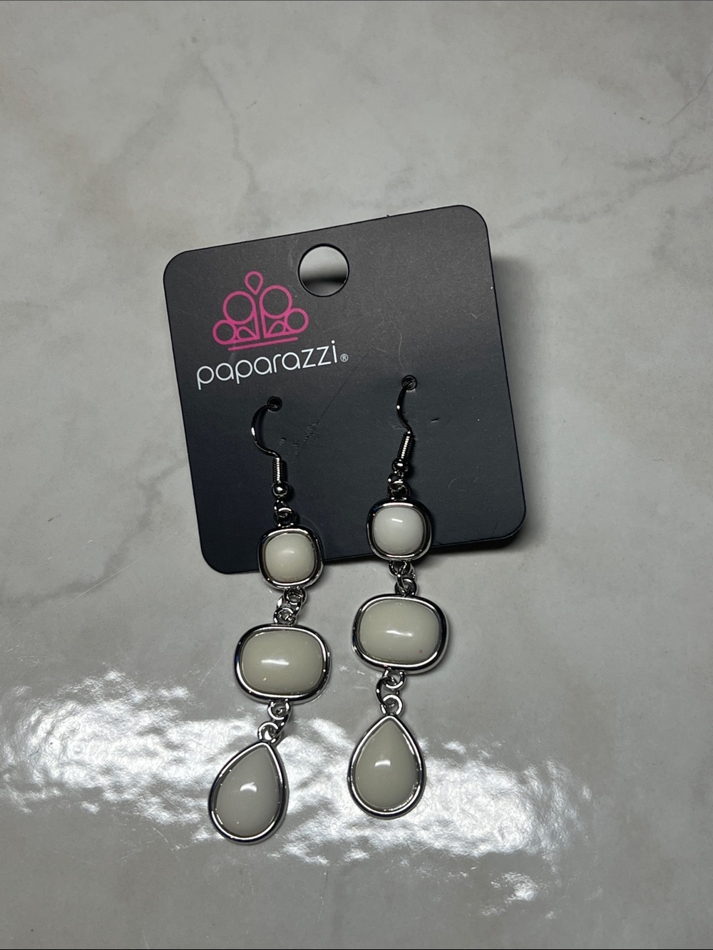 Paparazzi Cream Trio Drop Dangle Earrings